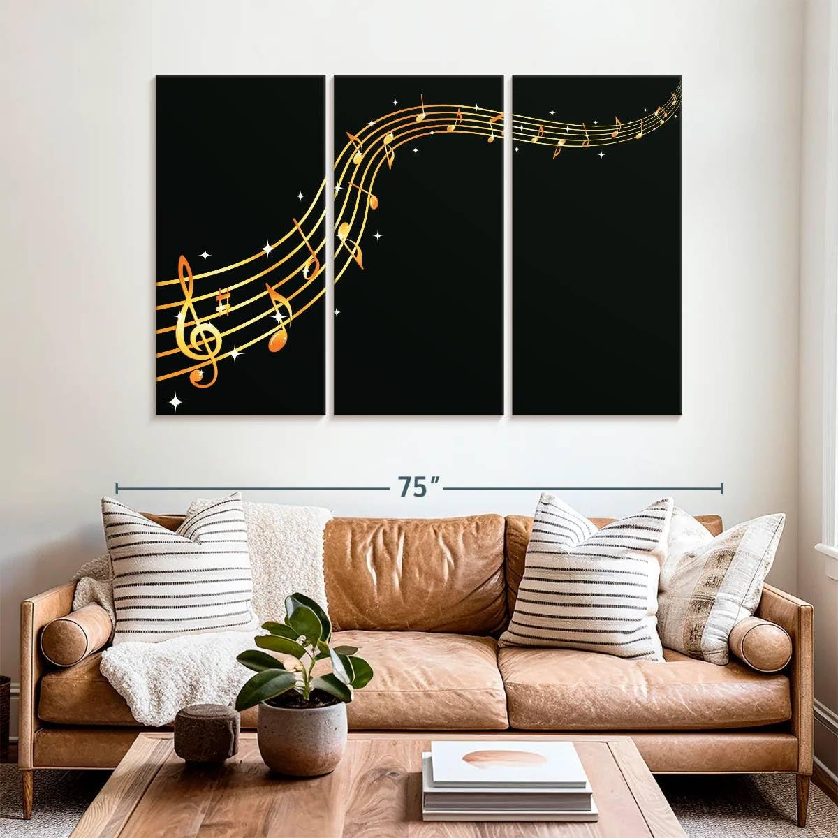 Amazon.com: ElephantStock - Flowing Golden Music Notes Wall Art