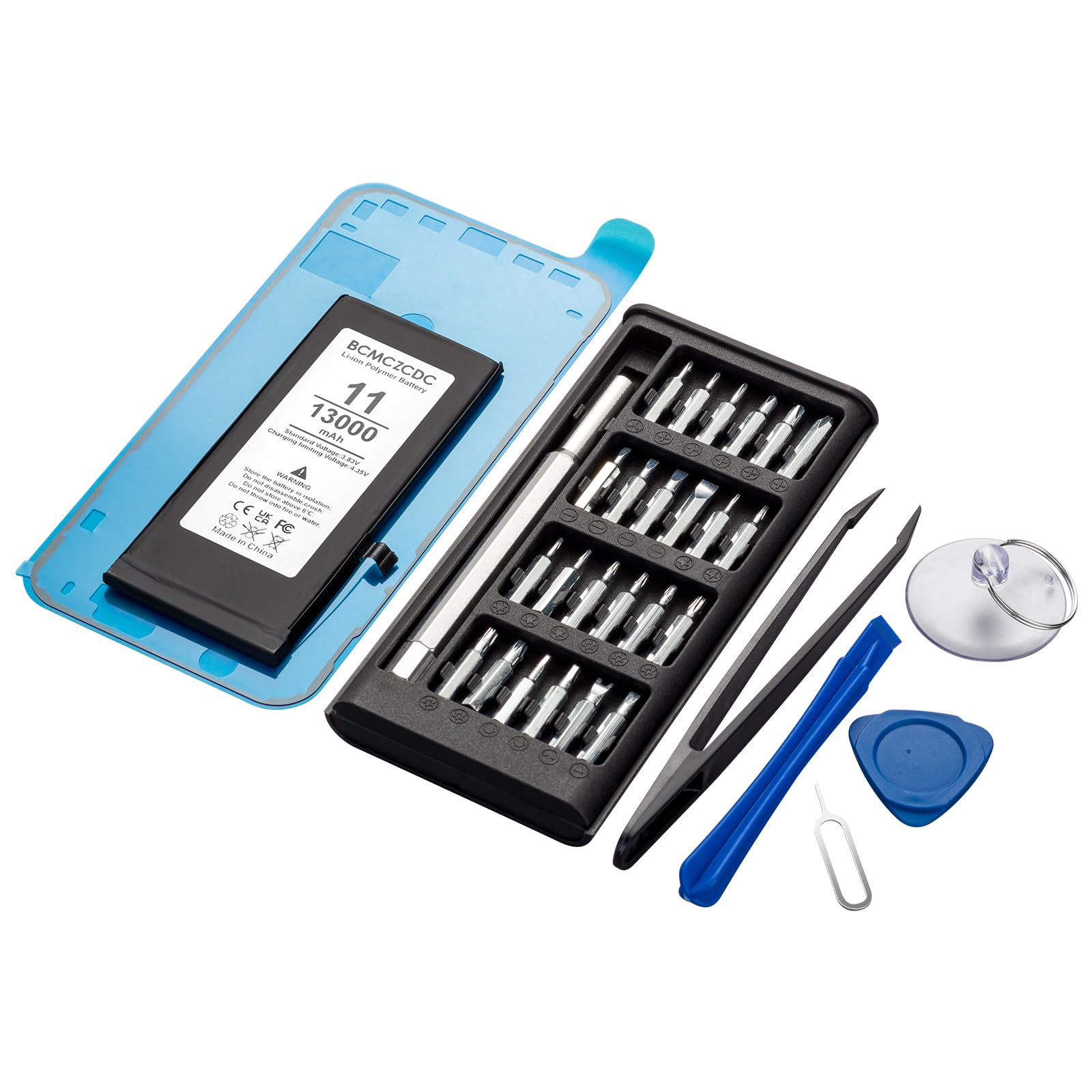 13000mah (2024 New Upgrade) Battery Compatible with iPhone 11, Super Capacity Battery Replacement Compatible with iPhone 11, with Full Tool Kits-0 Cycle High Capacity-24 Months Service