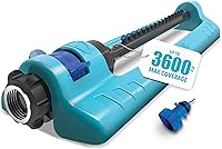Aqua Joe SJI-OMS16 Indestructible Oscillating Sprinkler - Metal Base, Adjustable Spray, 3600 Sq Ft Coverage, 70 Ft Range