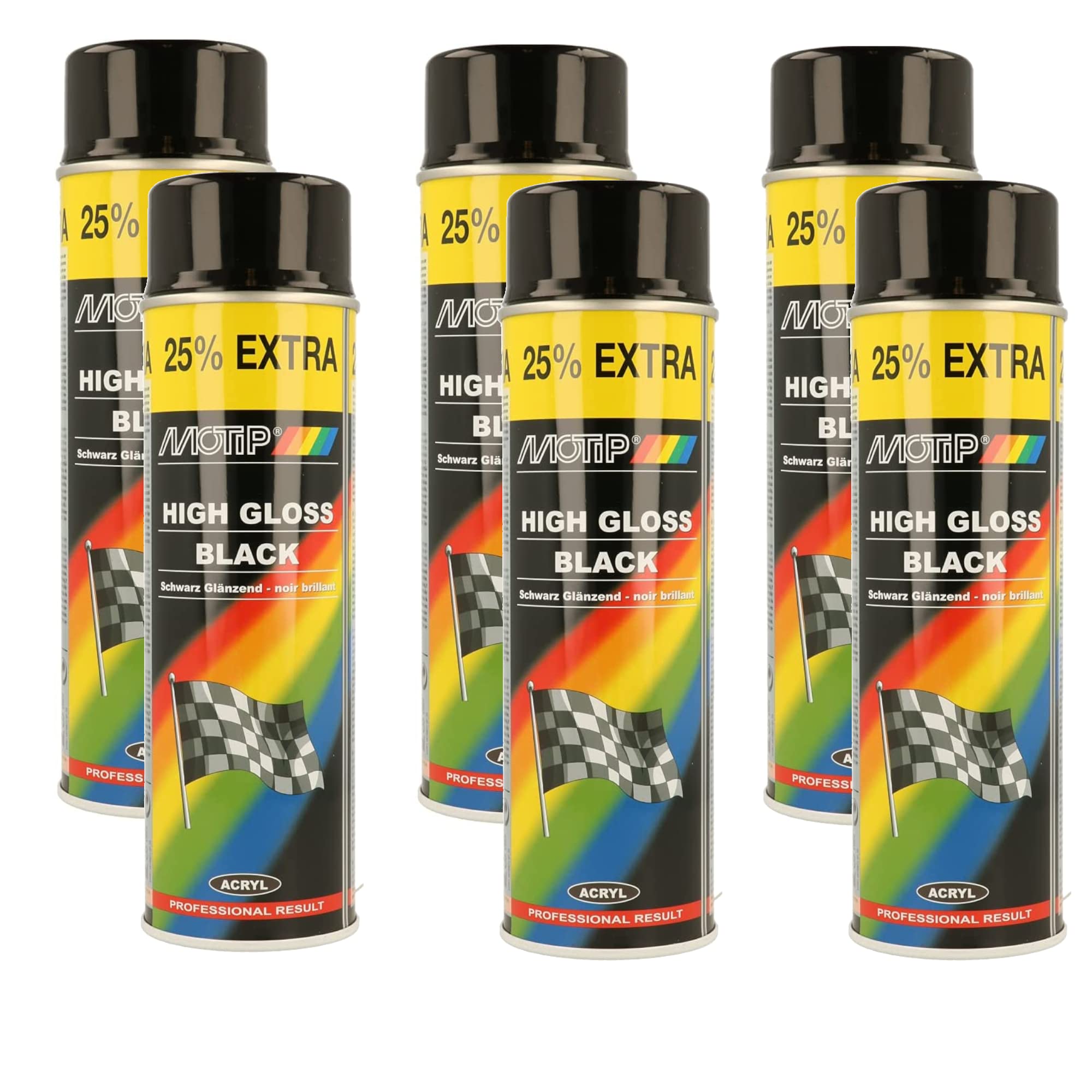 MOTIP Rallye schwarz glänzend, 500ml, 6-teiliges Set