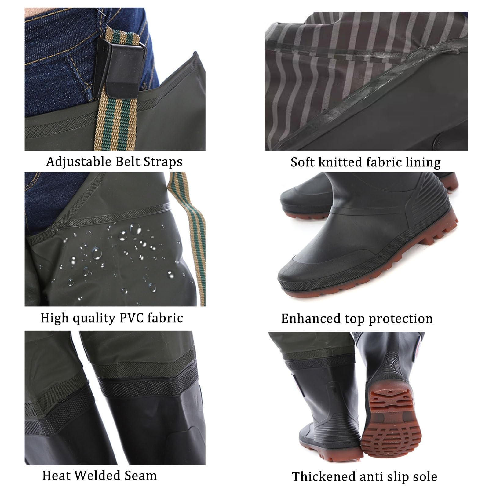 Waders Cuissardes Imperméables pour Hommes Et Femmes, Bottes De Pêche Et De Chasse De 80 Cm De Haut, Bottes De Cuissardes Antidérapantes Et Robustes