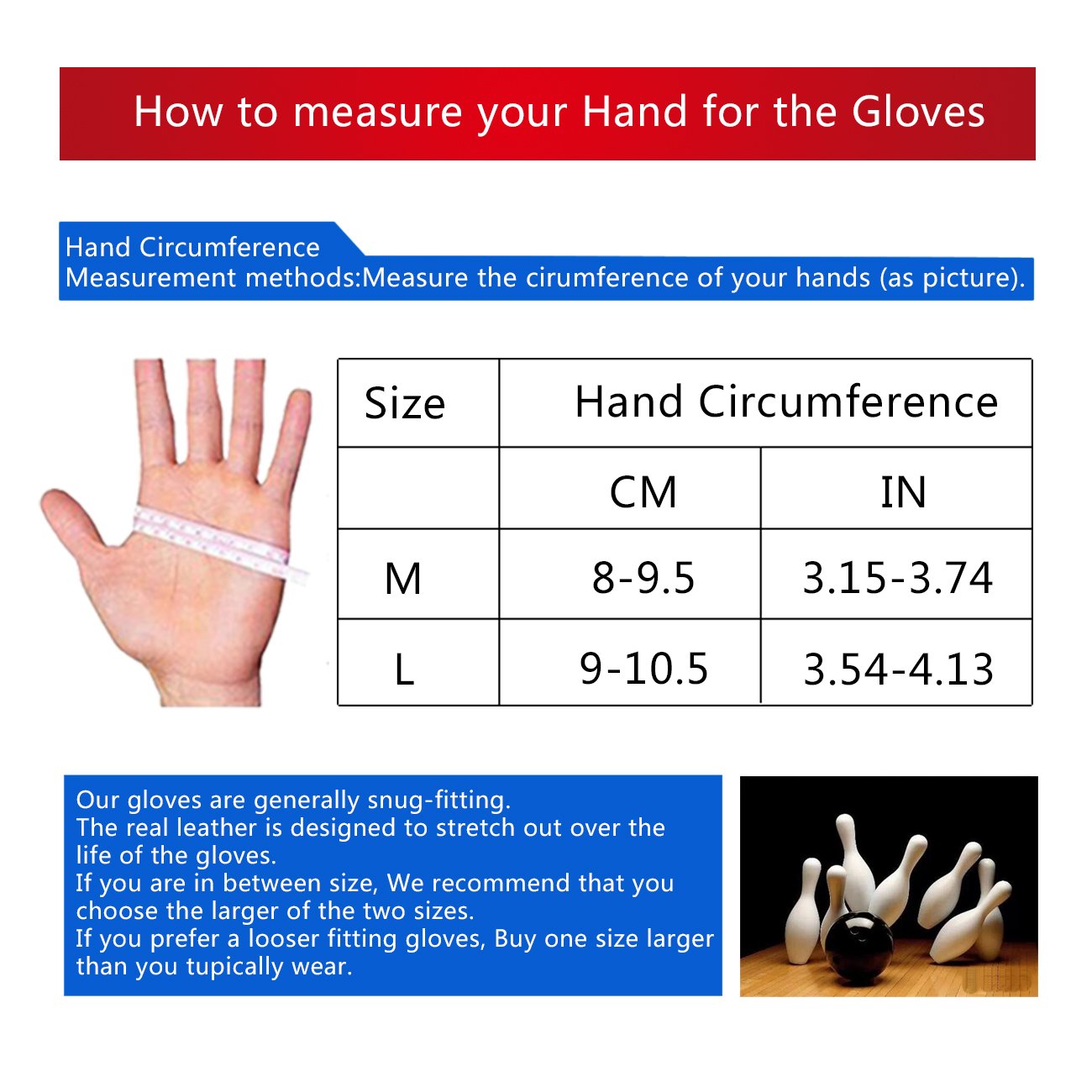 Gants de bowling professionnels antidérapants confortables pour bowling