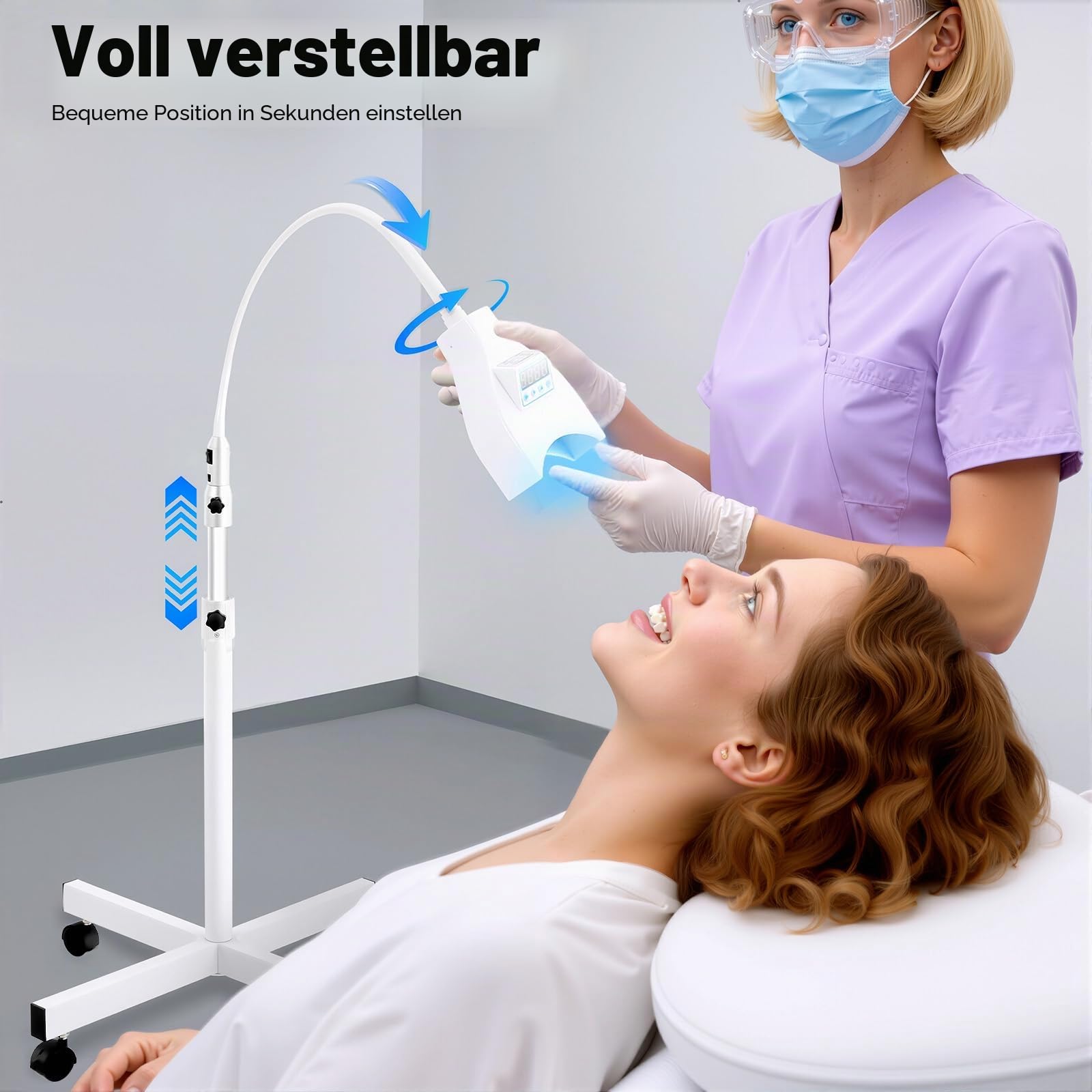 Bleaching Zähne, 21W 9000mcd Lichtintensität Dental Teeth Whitening Bleaching Lampe LED-Verjüngungs-Technologie, Zahnbleaching Set 465-470nm Wellenlänge Zahnarzt Instrumente 3fache Vergrößerung