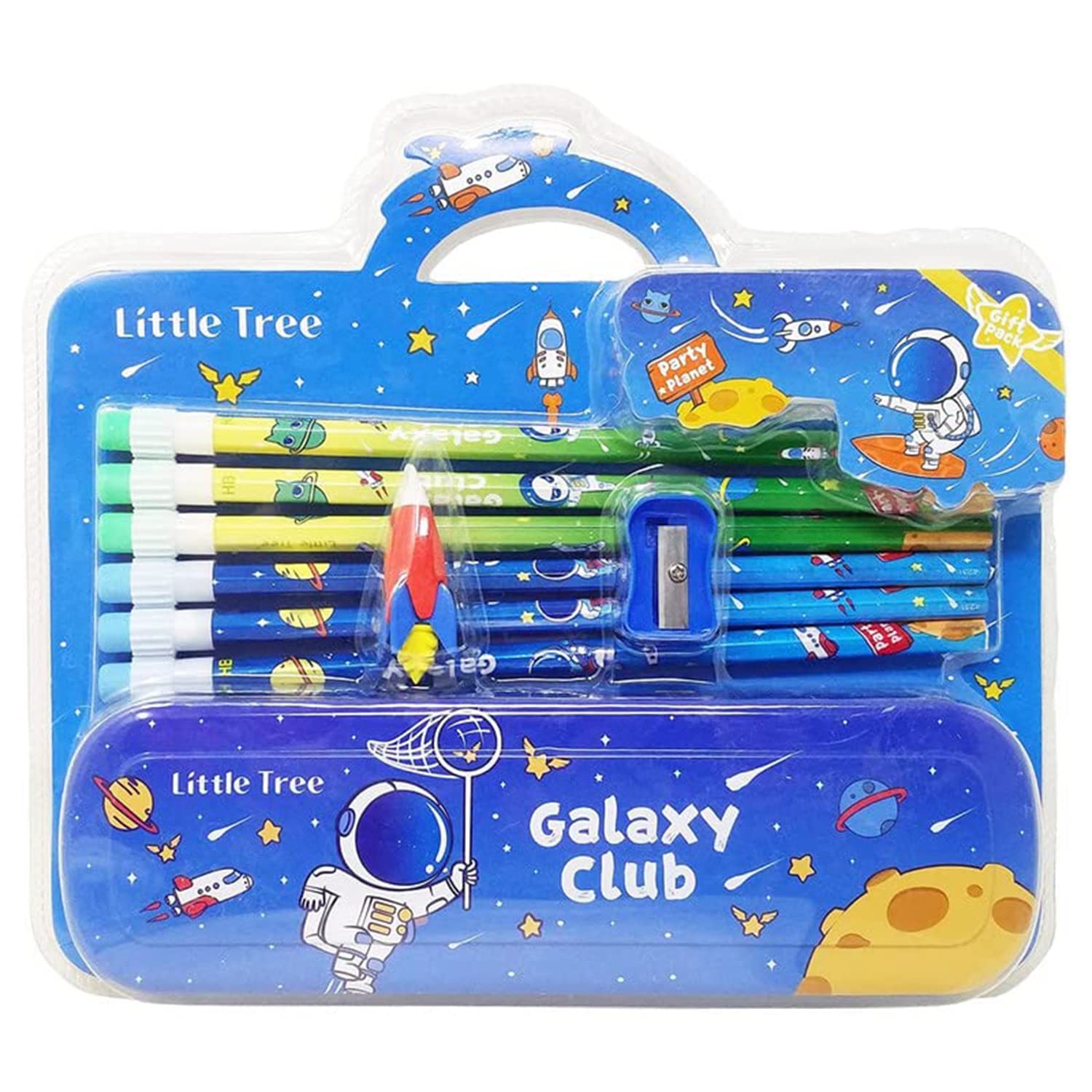 AMB Galaxy Club Wood Stationery Pencil Set For Kids To Learn With Fun And Play (1 Pencil box 6 Pencils 1 3D Eraser 1 Sharpener) (B0BSGP78NT) Amazon Price History, Amazon Price Tracker