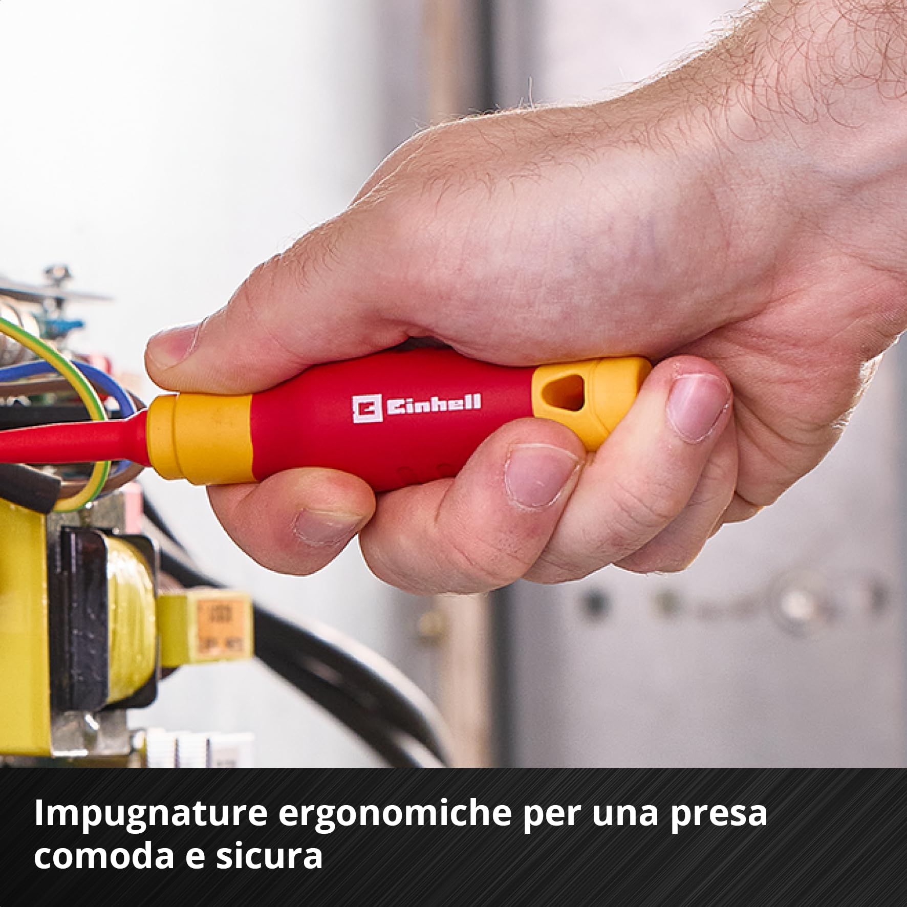 Einhell 5 pezzi set di cacciaviti per elettricisti | Utensili isolati | tester di tensione | lame S2 | impugnature ergonomiche | installazioni elettriche