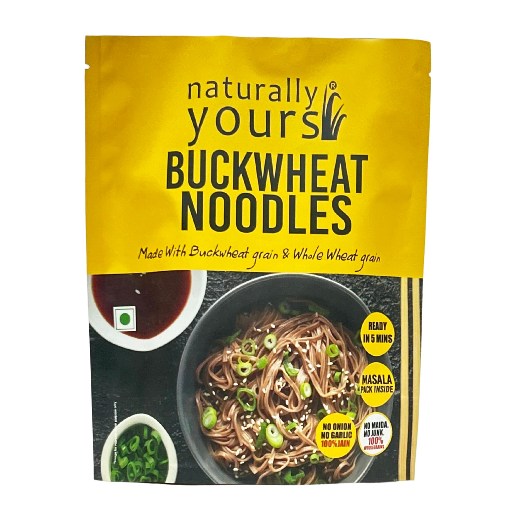 Healthy Hakka Buckwheat Soba Noodles | Kuttu Atta & Whole Wheat | No Maida, No Onion No Garlic, 100% Jain Friendly, Non-Fried, Vegan, Preservative Free | Tastemaker Included | 180g (Pack of 1)