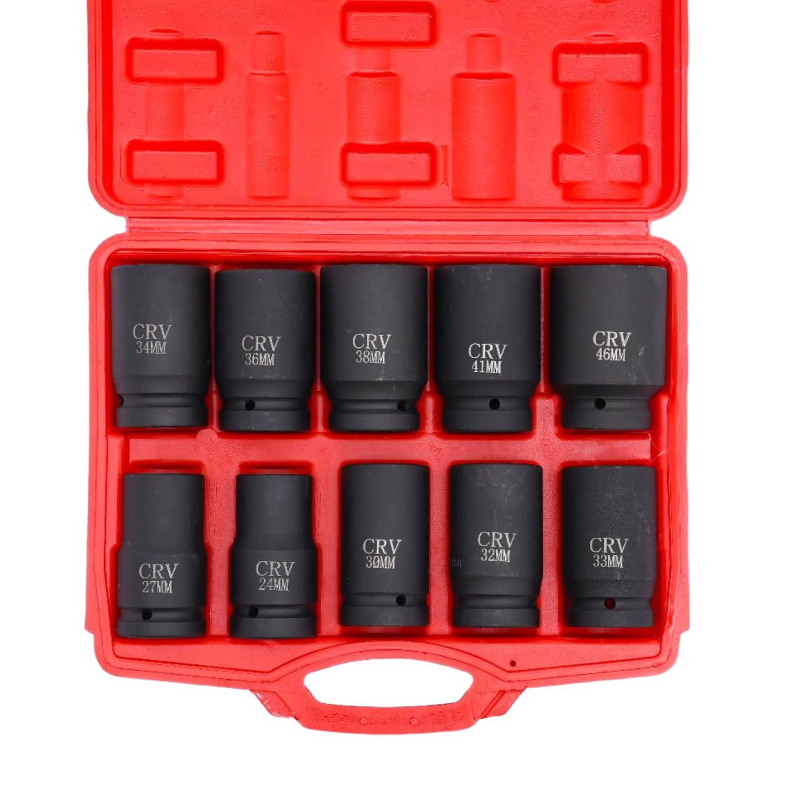 Douille à Choc 1 Poids Lourd 24-46 mm, Jeu 10 Douilles Chrome-Molybdène 6 Pans, Coffret Douilles Camion Outillage Mécanique Auto avec Mallette
