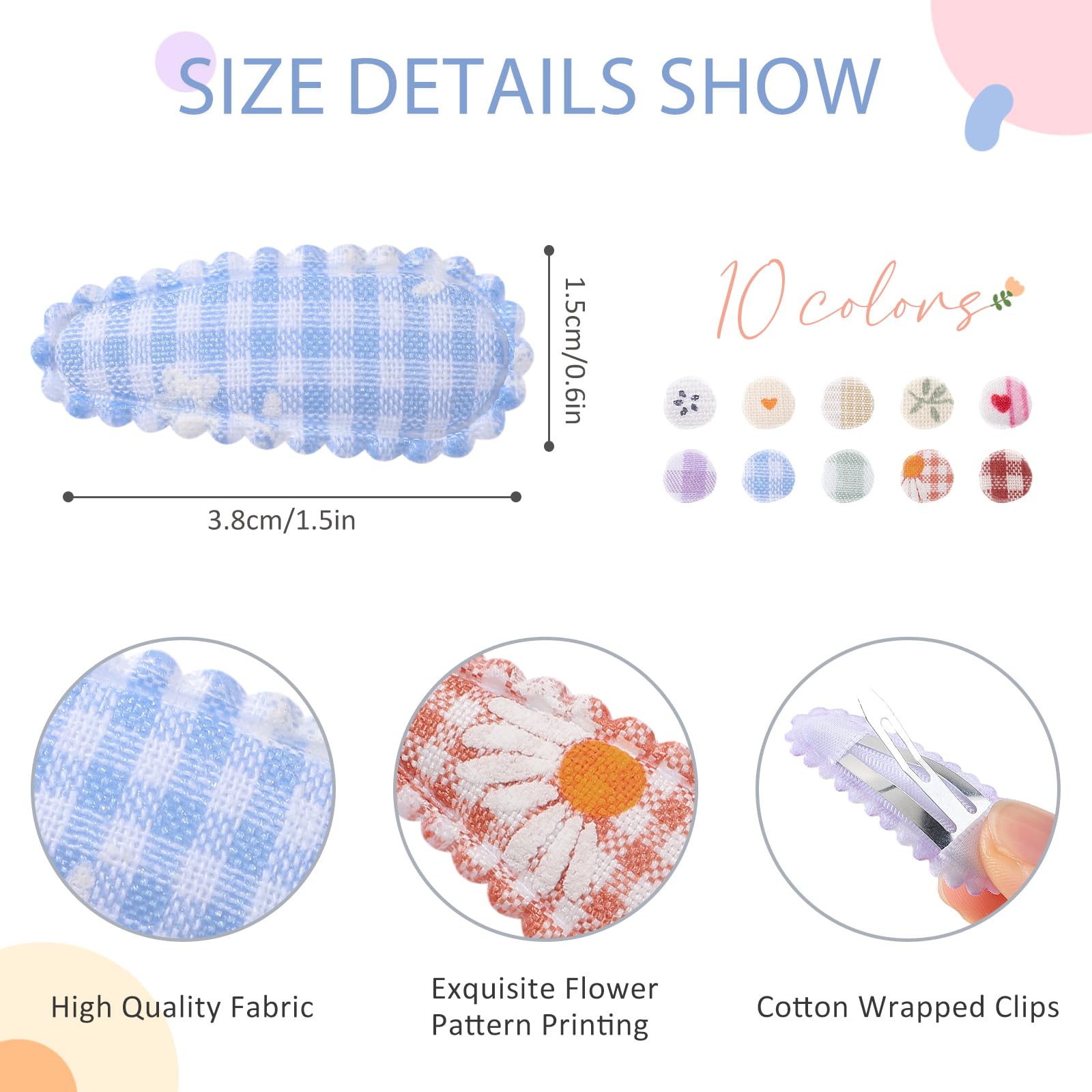 20 PCS barrettes à cheveux et pinces à cheveux pour bébé fille à imprimé floral de 1,5 pouces - Barrettes antidérapantes et accessoires de cheveux pour bébé - Cheveux fins
