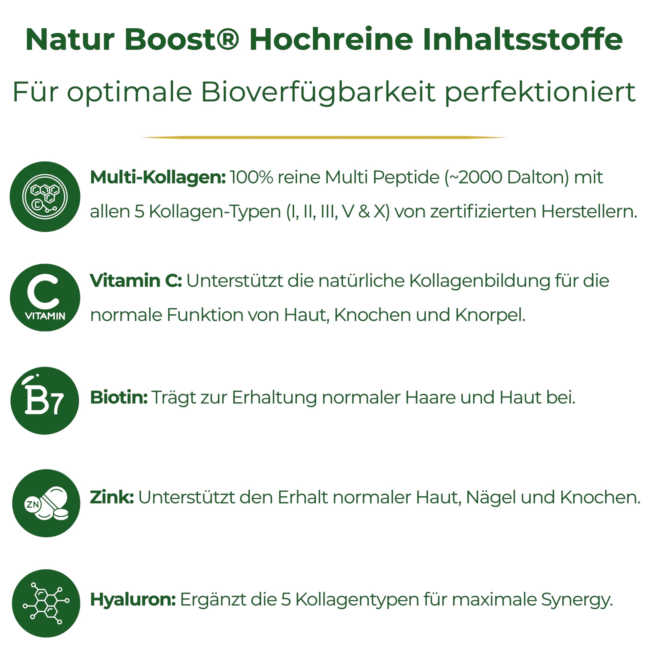Multi Kollagen Pulver Waldbeere 300g mit Vitamin C, Hyaluron, Biotin & Zink
