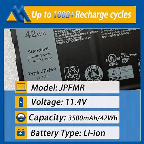 Miniatura 2 de Mobik JPFMR - Batería de repuesto para laptop Dell Chromebook 3400 3100 2 en 1 5488 5493 5593 P90F Series Notebook 0JPFMR 7MT0R 7MTOR 16DPH 7T0D3