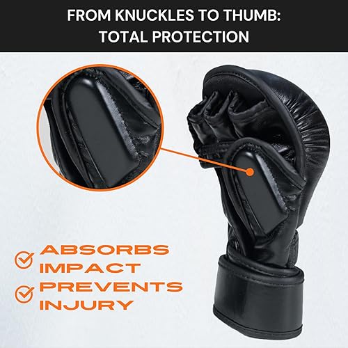 Miniatura 6 de Guantes de combate MMA para hombres y mujeres, mejora tu equipo con un guante híbrido abierto duradero. Viene con acolchado y soporte adicionales,