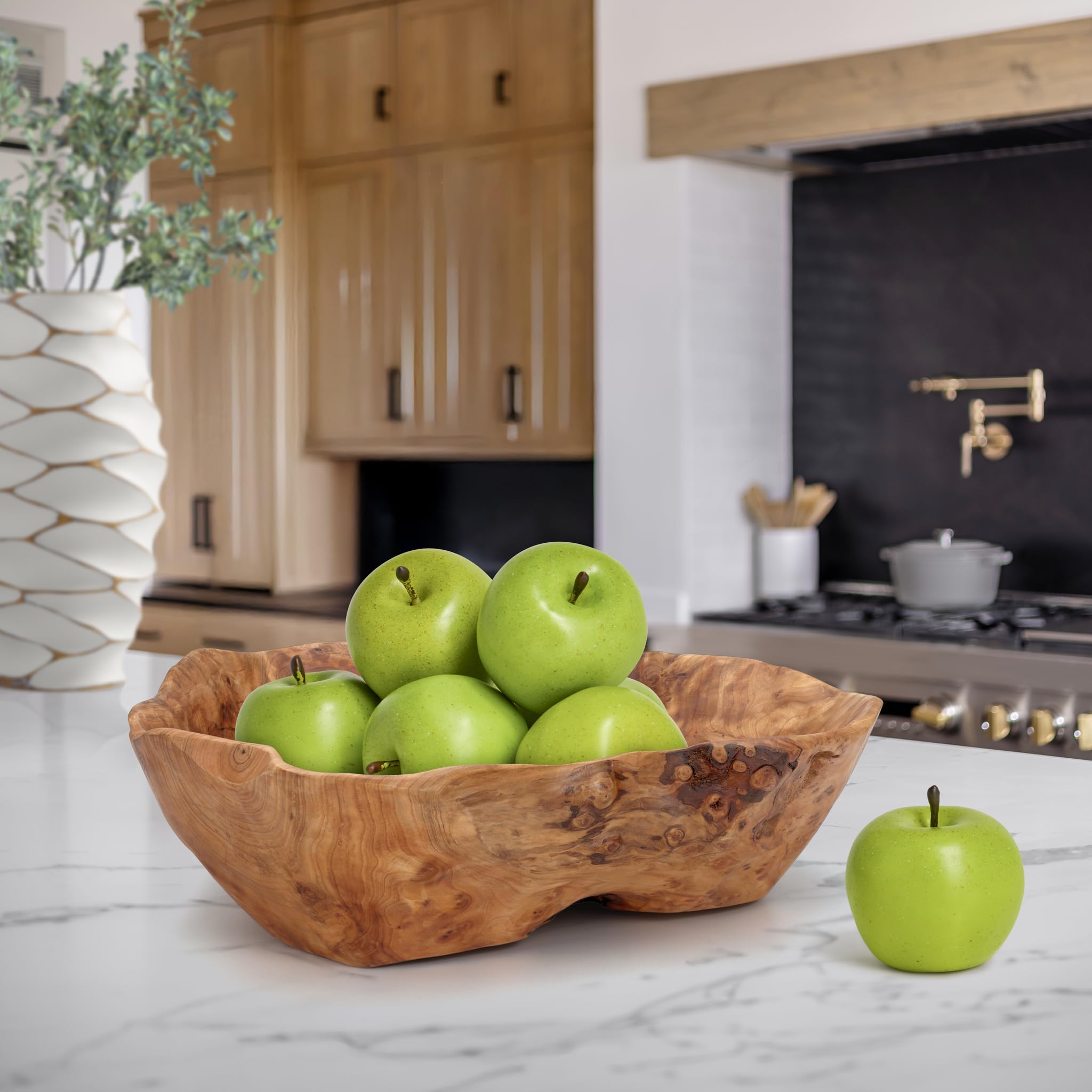 Torre & Tagus Costa Carved Wooden Bowl Rustic Classic Fruit