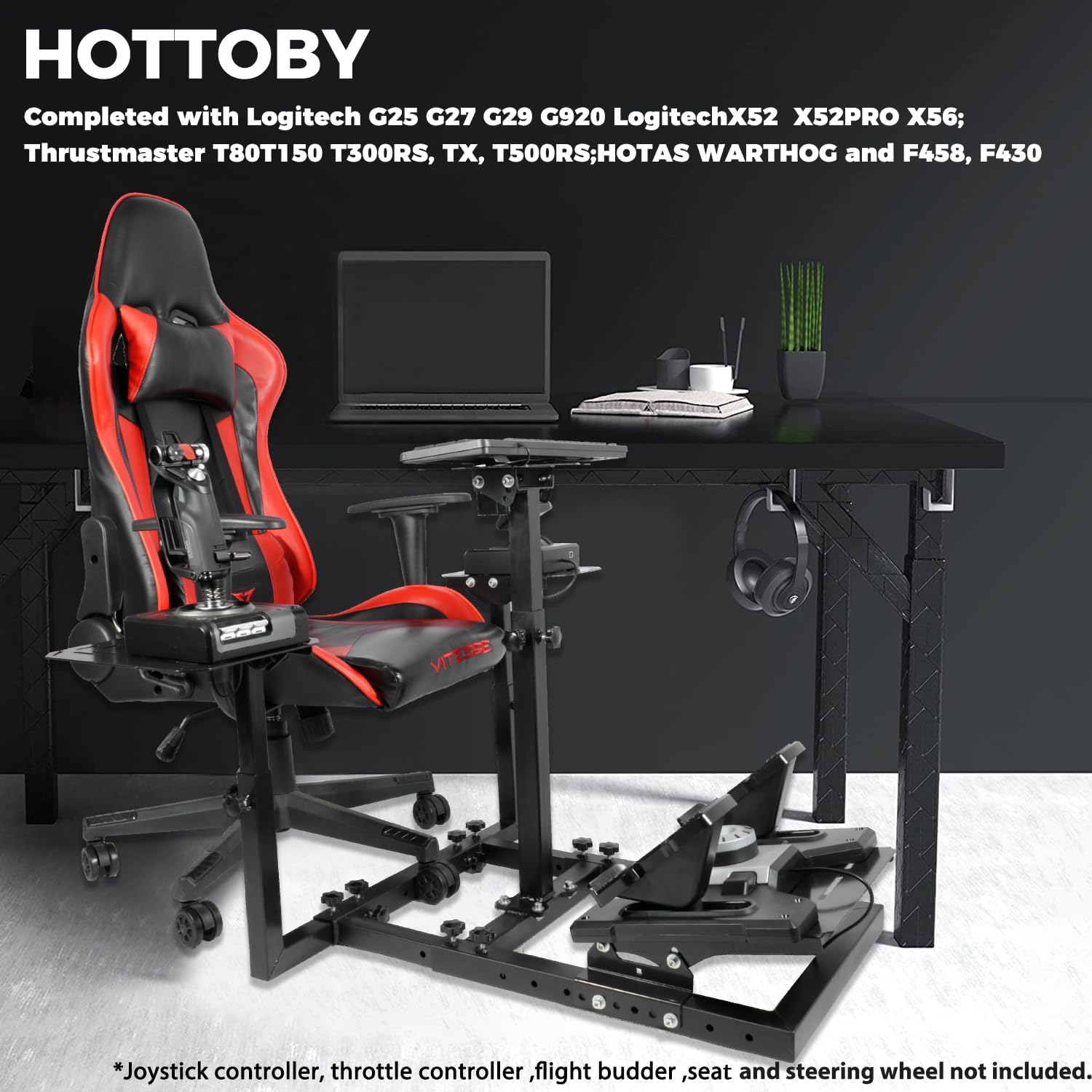 Hottoby Flight Racing Simulator Cockpit Game Stand Fit for Thrustmaster,Hotas,Warthog,Logitech G29 G920 G923 steering wheel, Not Included Wheels,Pedals,Throttle,Joystick