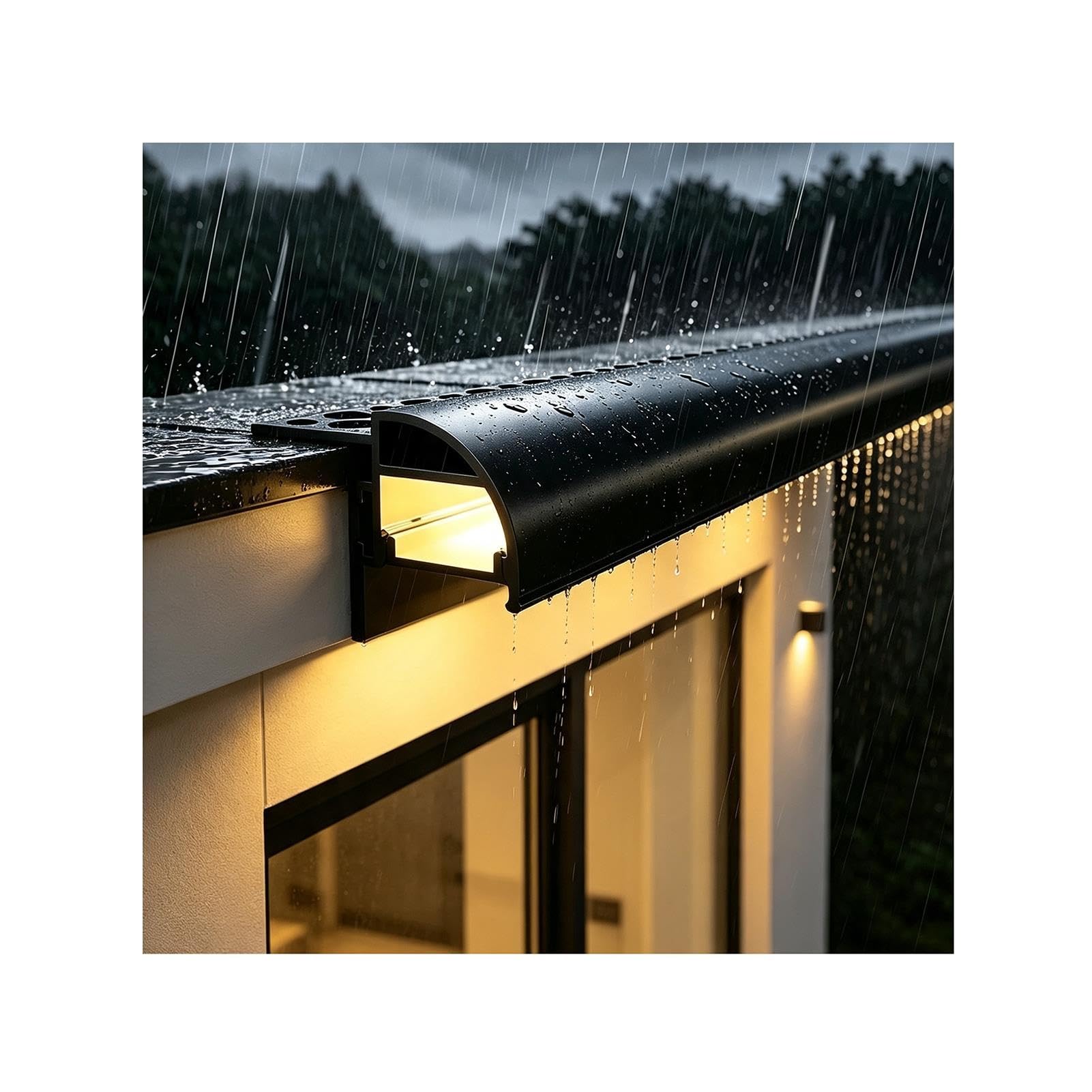 Bordo gocciolatoio LED in alluminio, deflettore acqua piovana per grondaie
