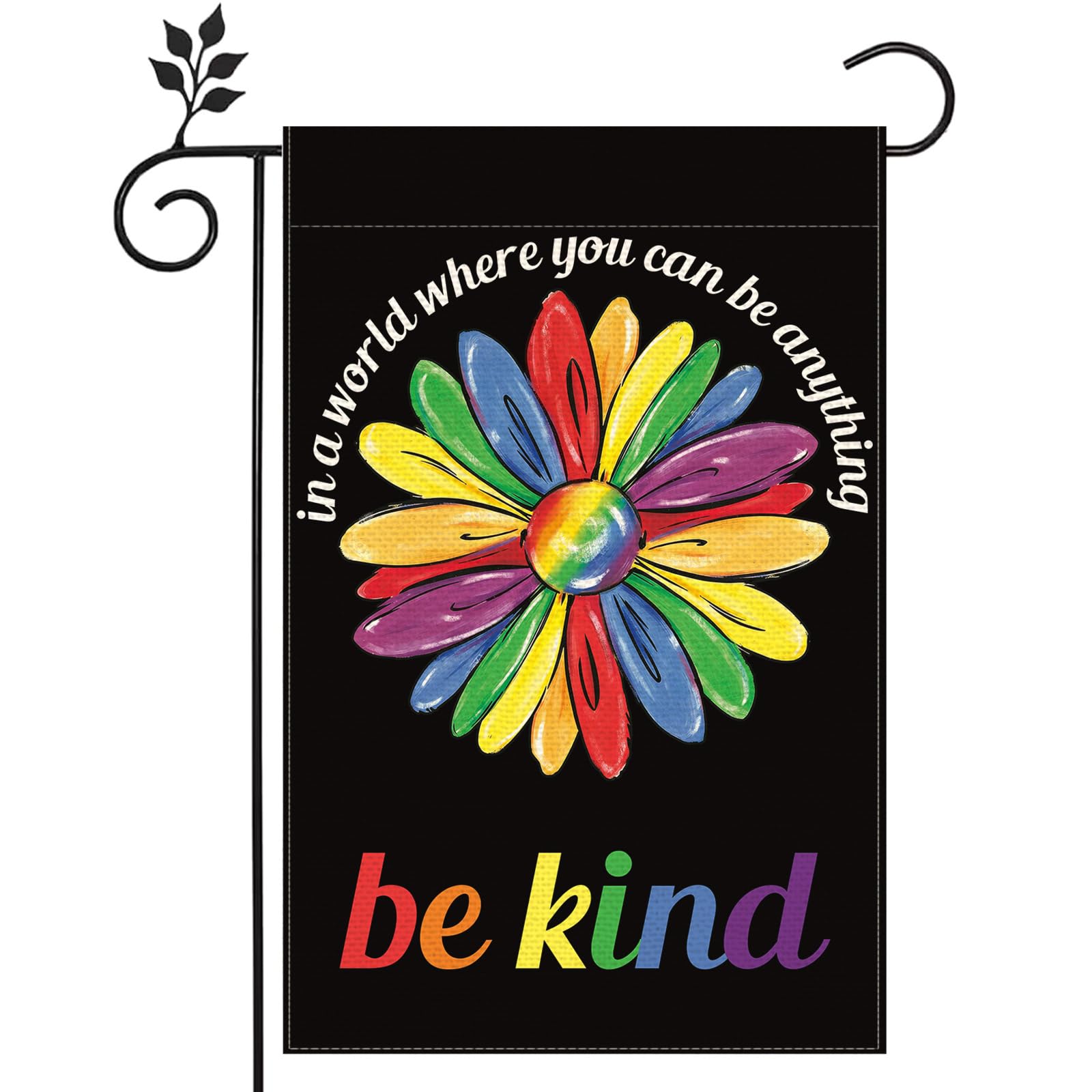 Kindness Peace Equality Love Inclusion Hope Diversity Garden Flag 12x18 Double Sided Pride LGBTQ In A World Where You Can Be Anything Be Kind Yard Sign Outdoor Decoration