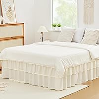 Vista 17 de Vocander Falda de cama negra tamaño Queen de 18 pulgadas, fácil de poner, elástico envolvente alrededor del volante para marco de cama y colchón