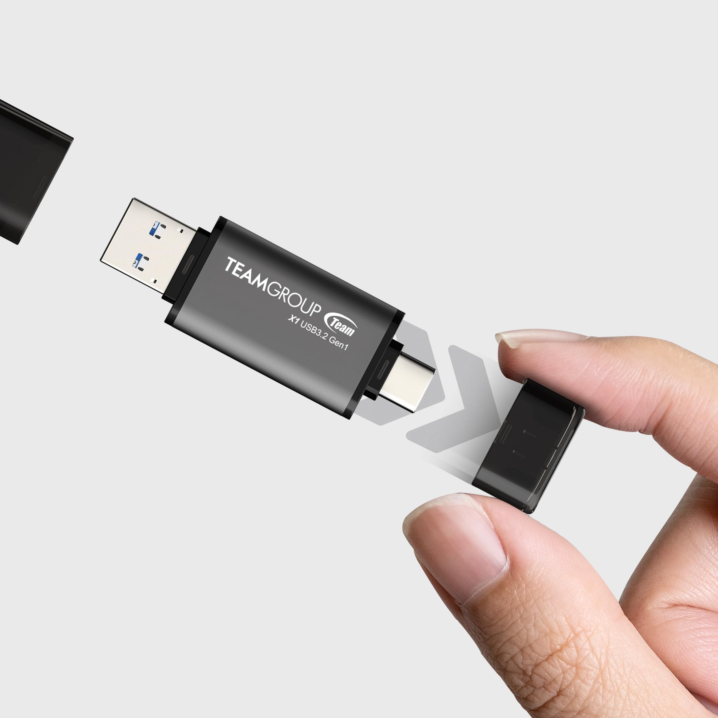 TEAMGROUP 1 chiavetta USB da 256 GB, 100 MB/s, 3.2 Gen 1, tipo A e tipo C (3.1/3.0) OTG, doppia interfaccia USB, memoria flash drive compatibile con smartphone/tablet/laptop/PC/MacBook TX13256GC01