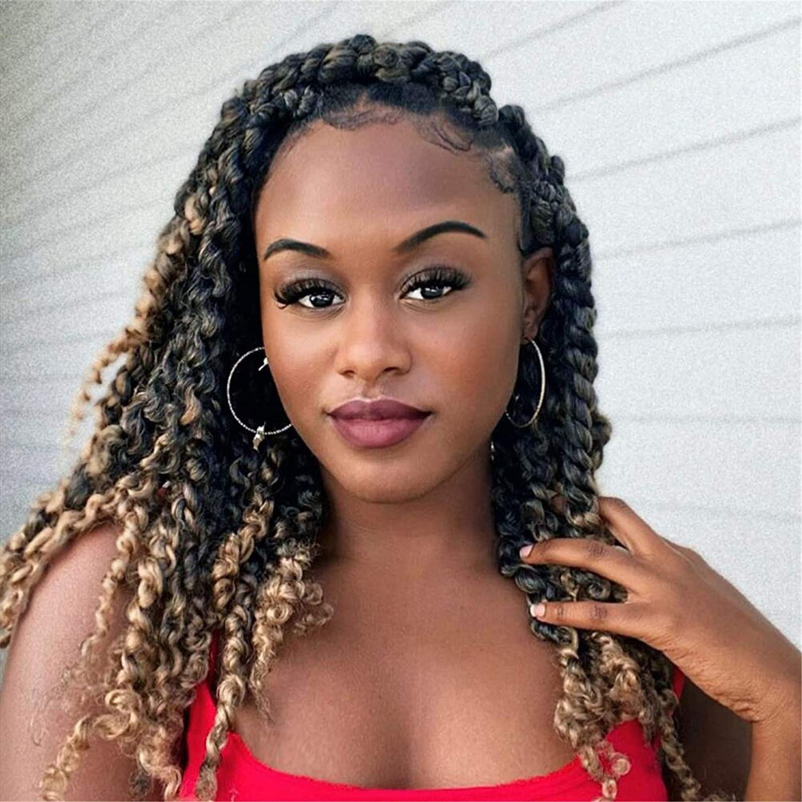7 Pack 14 Inch Passion Twist Hair Water Wave Synthetic Crochet Braids for Passion Twist Braiding Hair Goddess Locs Bohemian Curl Hair Extensions (7Packs, 14Inch, T27#)