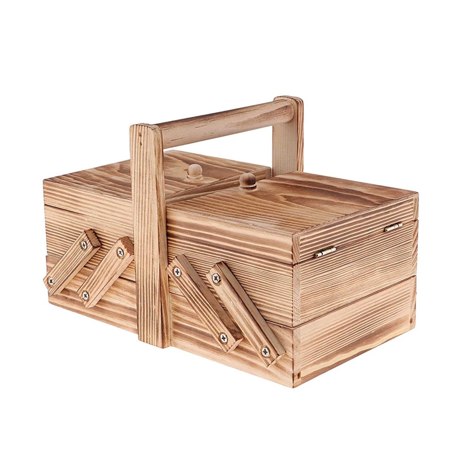 Holz-Nähkästchen Aufbewahrungsbox for Handarbeiten, Nähnadeln, Stickereien aus Holz, freitragende Box for Schmuckhalter