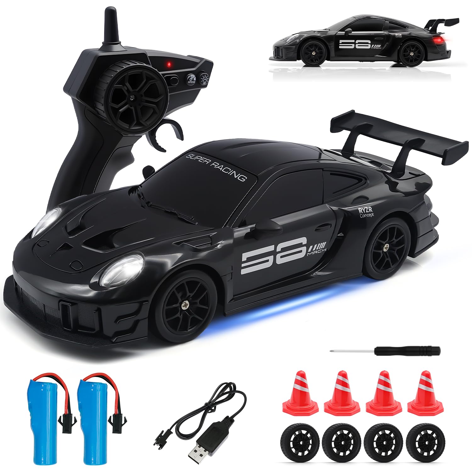 RC Drift Car 1 24 4WD Remote Control Cars Vehicle with LED Light 2 4GHz 20KM H High