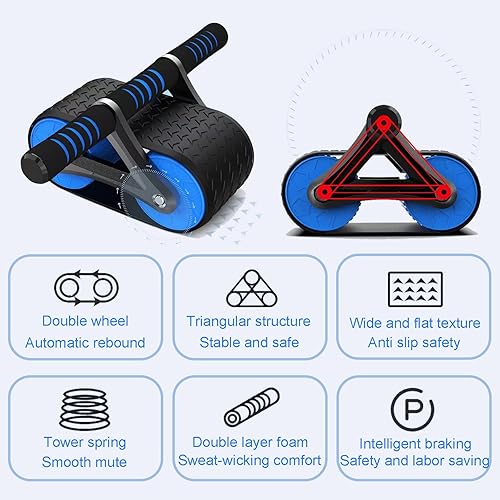 Miniatura 7 de Rueda de rodillo AB para ejercicio abdominal, equipo de entrenamiento para entrenamientos en casa, rodillo AB para entrenamiento abdominal, rueda