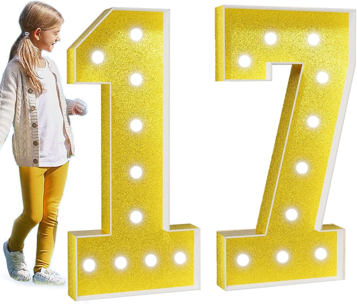 4FT Marquee Light Up Numbers LED Large Lighted Marquee Numbers Pre-Cut Frame Mosaic Numbers For 20th 50th 16nd Birthday Anniversary Wedding Party DIY Decoration(17,120cm/47in)
