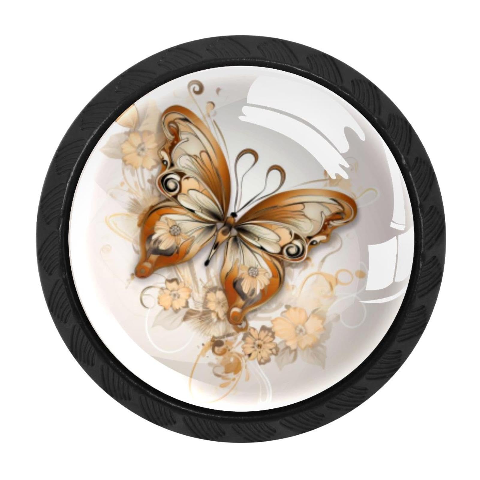 Chenzzzz Multicolored 07 4 Pcs Butterfly Cabinet Knobs Crystal Drawer Pulls For Kitchen, Bathroom Cabinet, Dresser And Cupboard