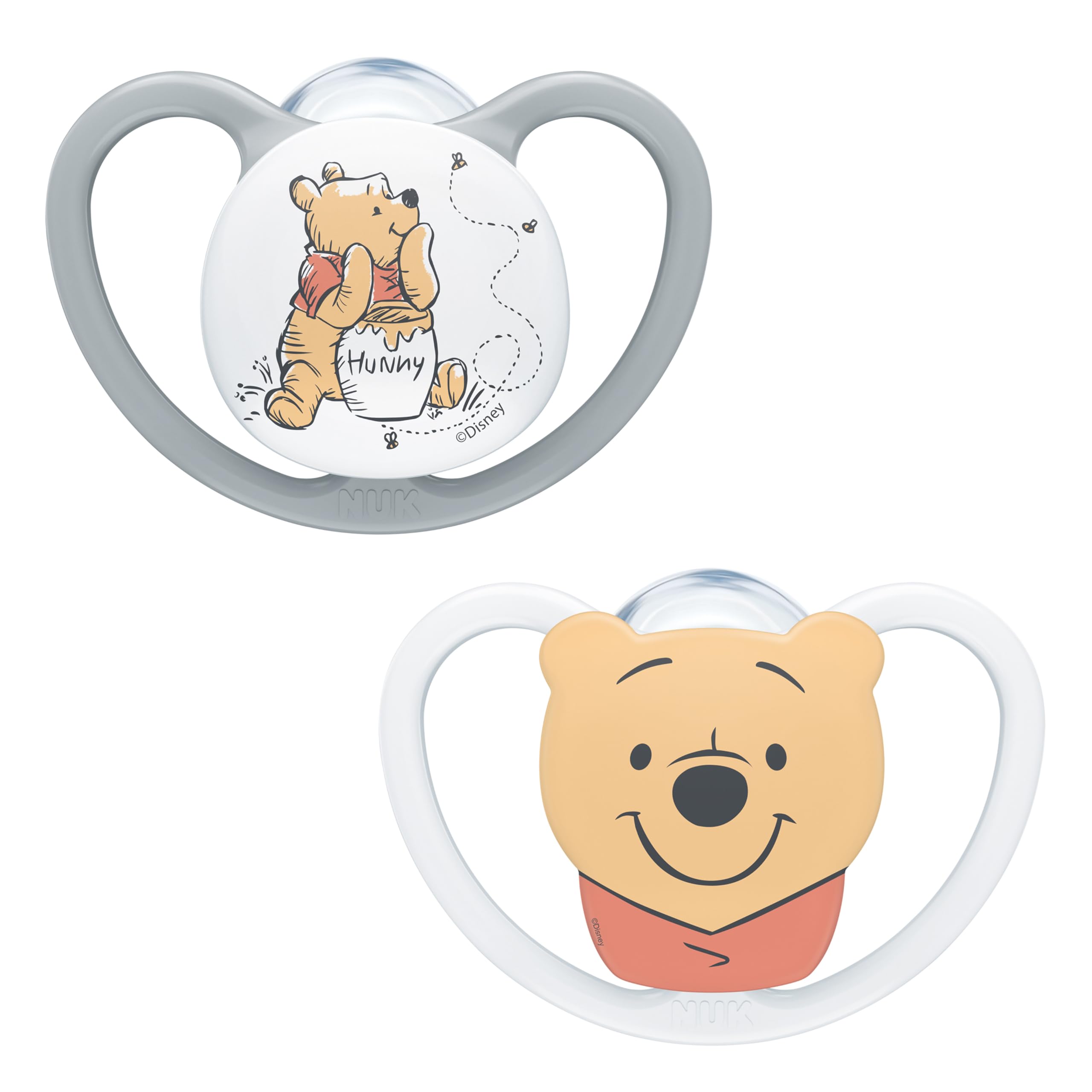 Space Baby Dummy | 6-18 Months | Soothers with Extra Ventilation for Sensitive Skin| BPA-Free Silicone | Disney Winnie the Pooh | 2 Count