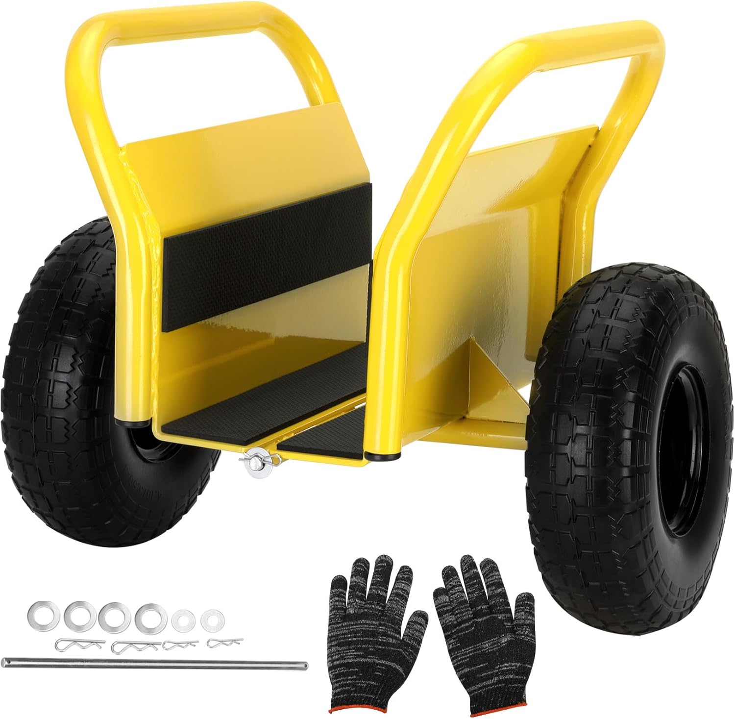 Heavy Duty Panel Dolly, All-Terrain Slab Dolly with 1000 LB Weight Capacity,10" Solid Rubber Tires and Two Handles - Ideal for Moving Heavy Drywall Sheets and Doors (Yellow)
