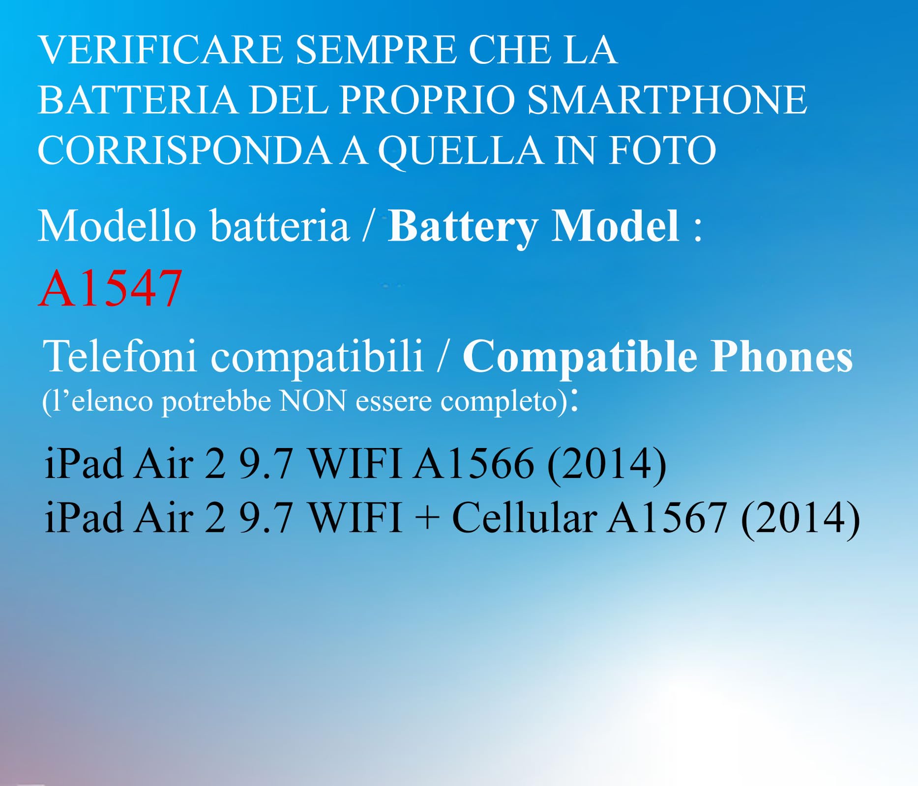 ELLENNE Batteria per iPad Air 2 7340mAh con Kit Cacciaviti Smontaggio | Batteria per Apple iPad Air 2 7340mAh - Nuova con Kit attrezzi per lo smontaggio