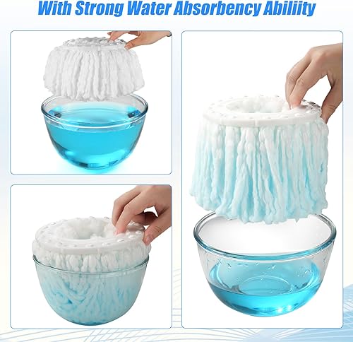 Miniatura 5 de Cabezal de repuesto de trapeador giratorio de microfibra, repuestos de fregona giratoria de tamaño estándar de forma redonda para Hurri-can y otros