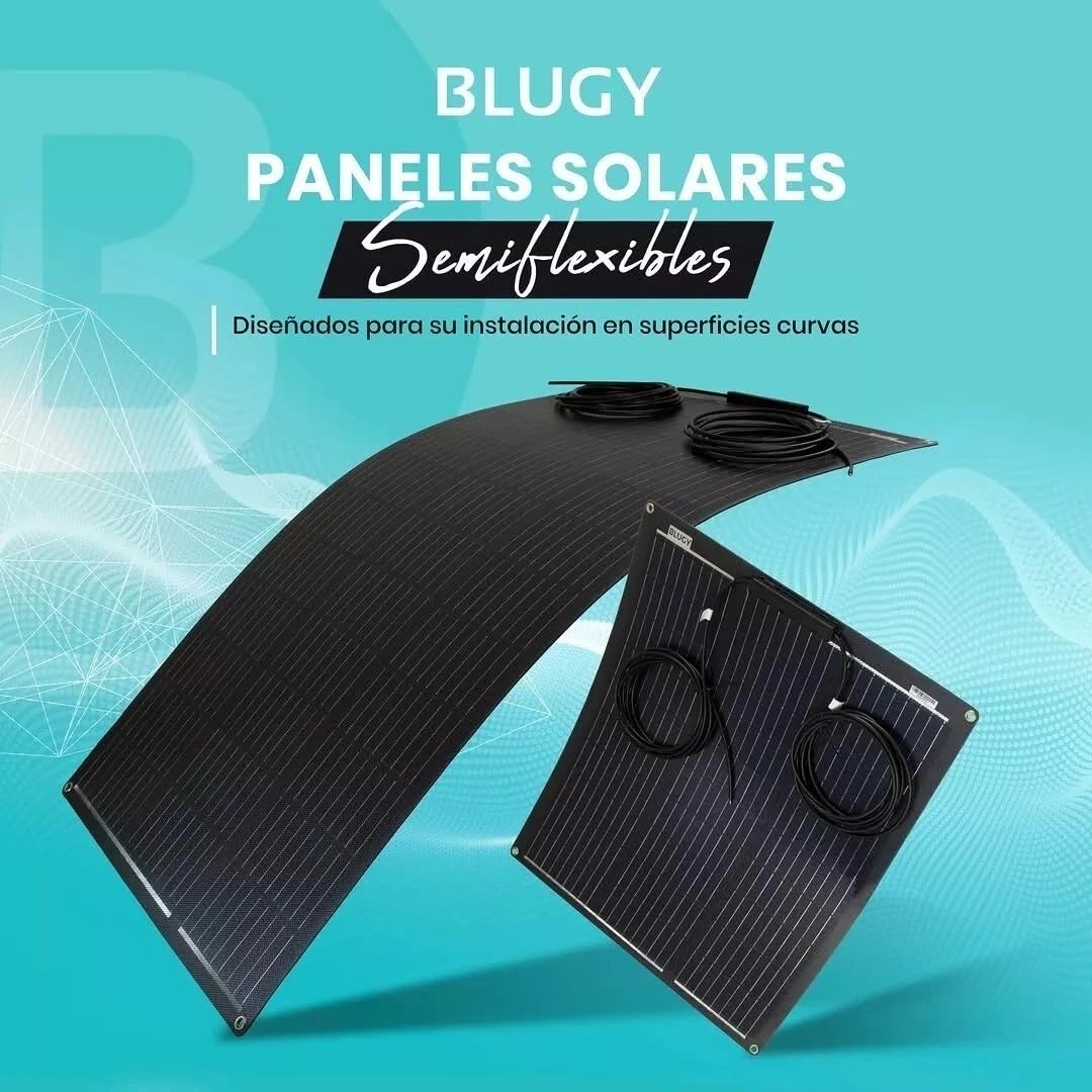 Panel solar monocristalino semiflexible, 200W, 1440x673x3 mm, caja delantera, caravaning, automoción, camper, vanlife