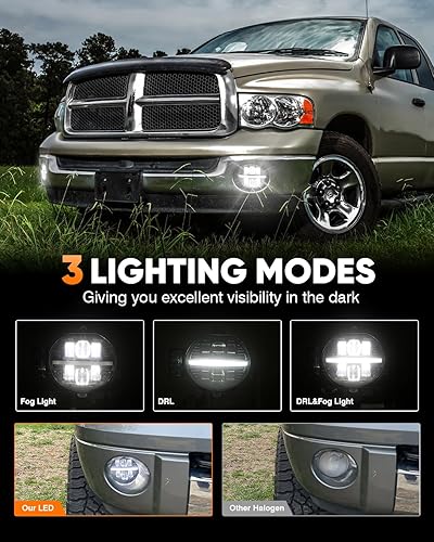 Miniatura 11 de BICYACO Nueva versión LED antiniebla compatible con Dodge Ram 1500 2002-2008 Dodge Ram 2500/3500 Pickup Truck 2003 2004 2005 2006 2007 2008 2009-1
