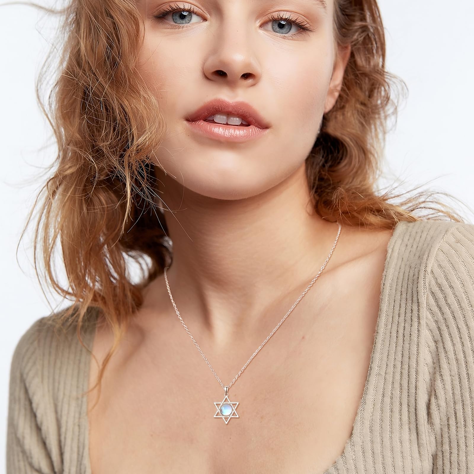 KINGWHYTE Collana in argento Sterling 925 con ciondolo a forma di pianeta Saturno con pietra di luna, gioiello celeste, regalo di compleanno per donne