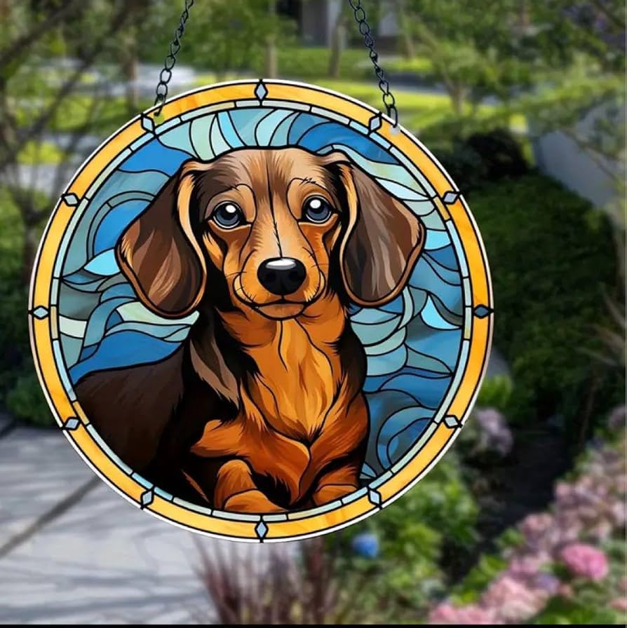 ダックスフントガラス工芸品 レトロ マルティグラス ガラス ダックスフント ペア 親子 犬