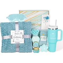 Blue Birthday Gift Basket for Women Mom Sister Best Friend Her Wife Girlfriend Daughter Aunt Coworker Boss, Birthday Gifts for Women Friendship, Unique Bath Sets Self Care Relaxing Spa Gift Baskets