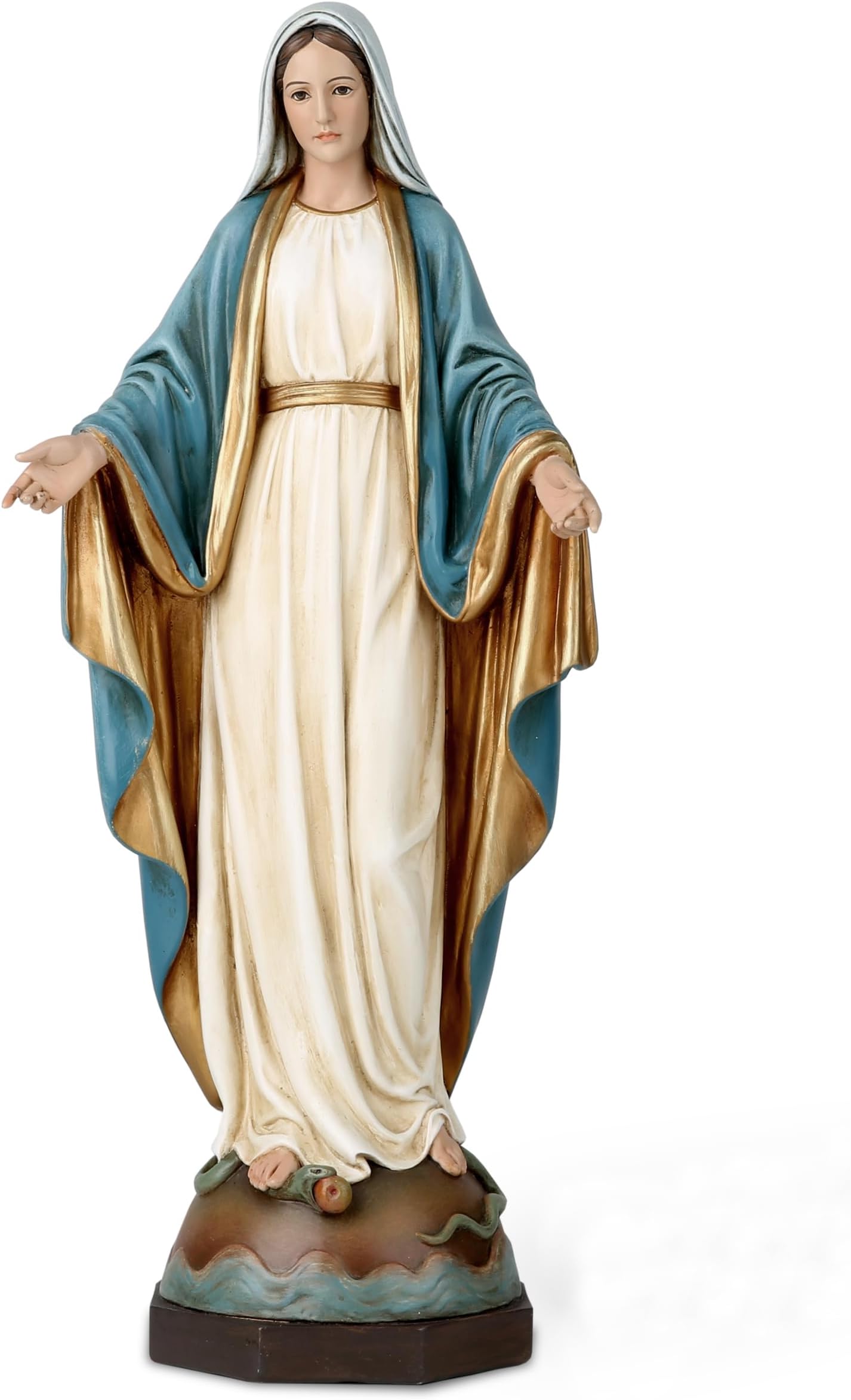 BC Catholic Our Lady of Grace Statue, 13.5" H Blessed Holy Mother Virgin Mary Figure for Altar, Religious Gift to Mom, Devout Home Decor, Hand Painted by Buildclassic