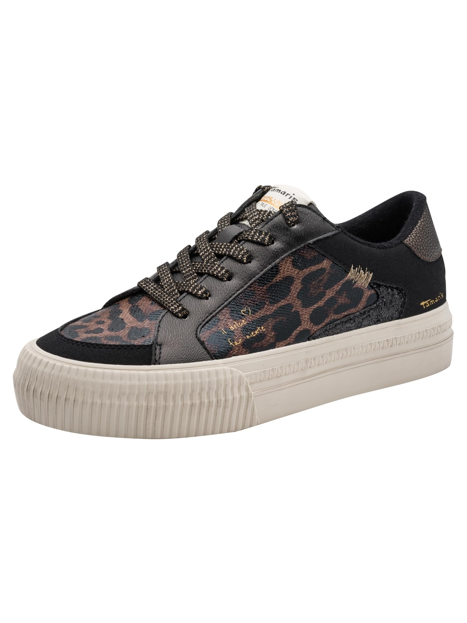 Tamaris Women's Low Flat Trainers, Black (Black Comb), 41