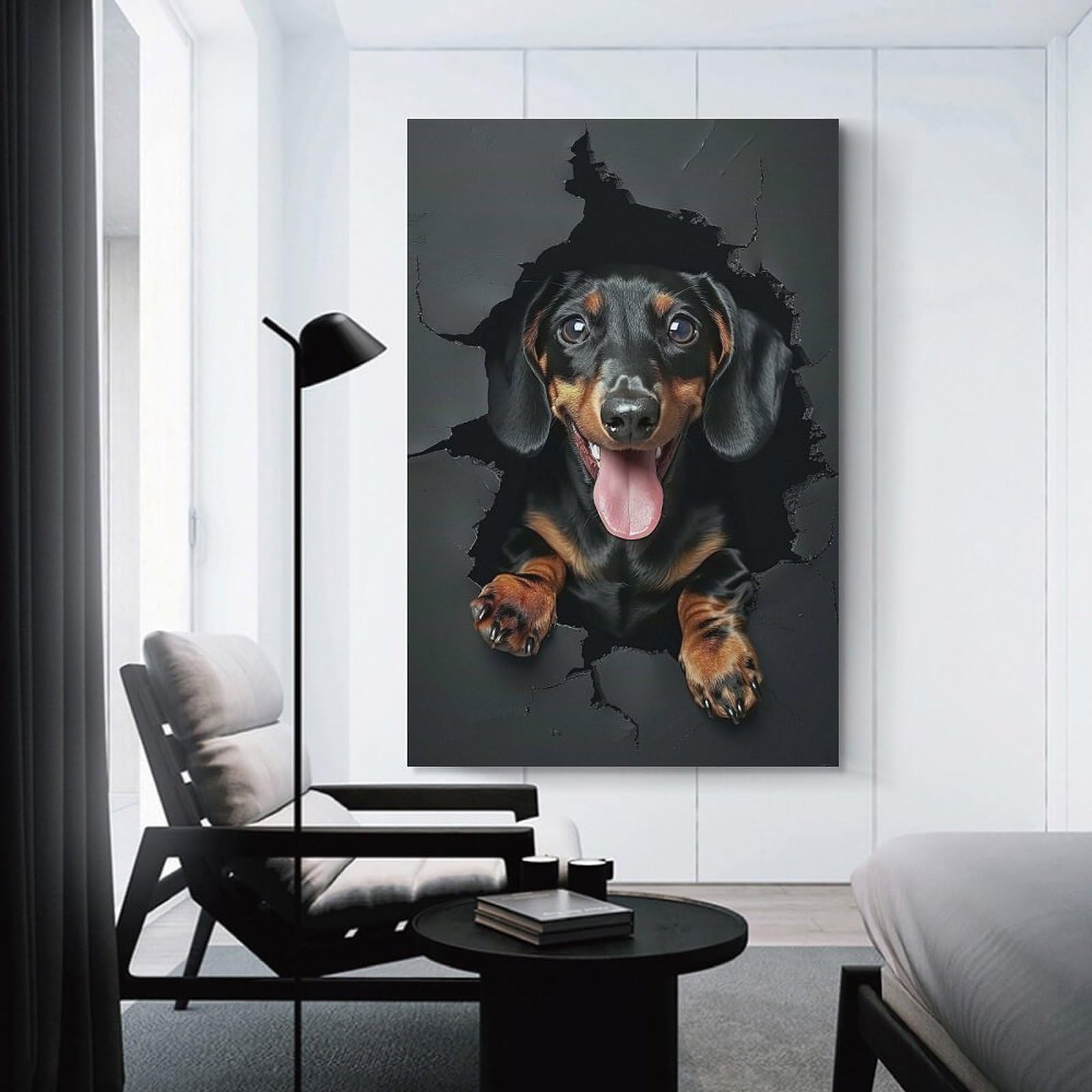 Junmoney Dachshund Dog Wall Picture Print 20x30inch(50x75cm), for Work Areas, Reading Rooms Or Studios, An Interior Accent for Desk Areas