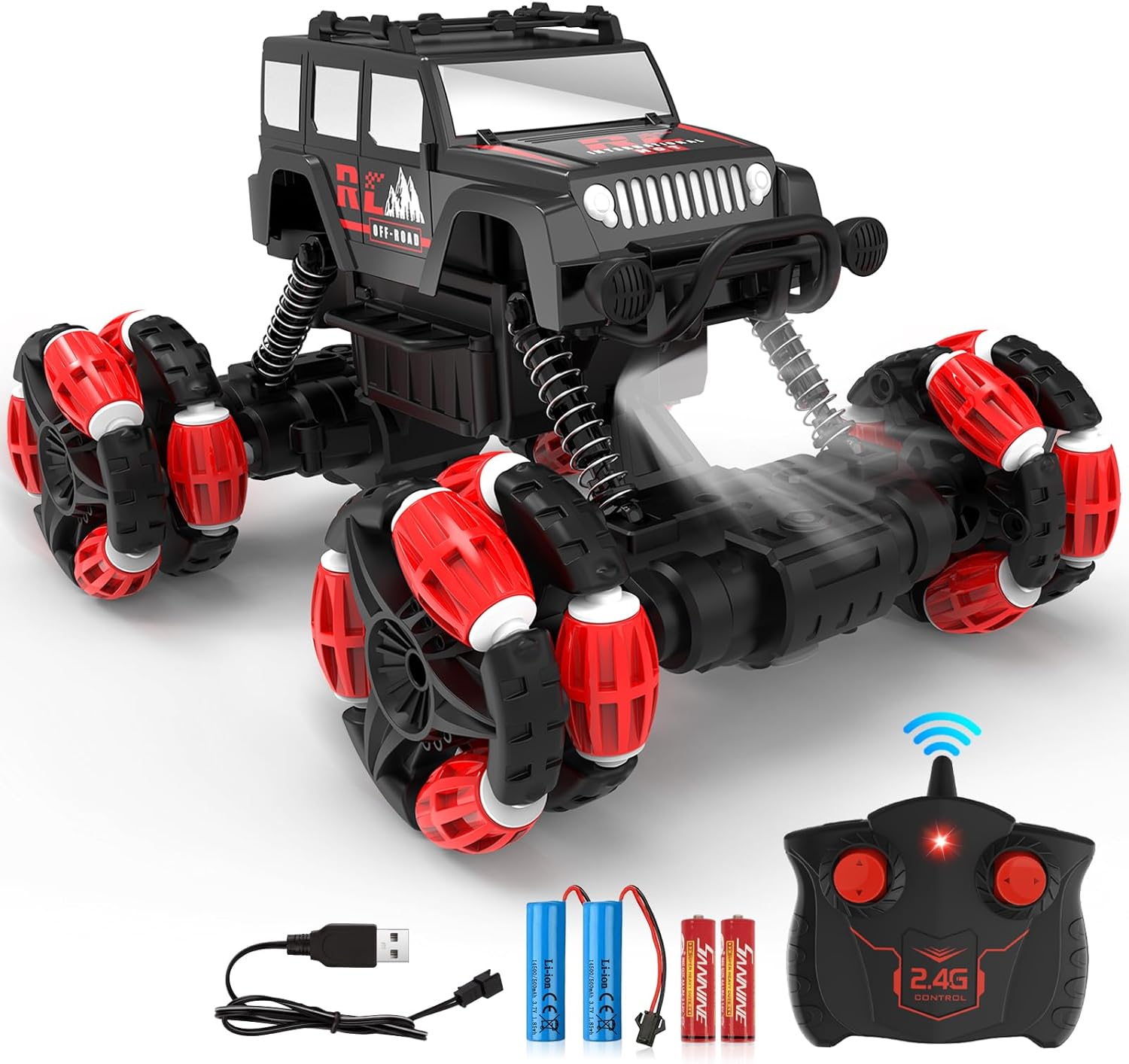 Eulogia Auto de control remoto de 2.4 GHz, rotación de 360, juguete de camión monstruo, adecuado para niños de más de 5 años, auto de acrobacias de