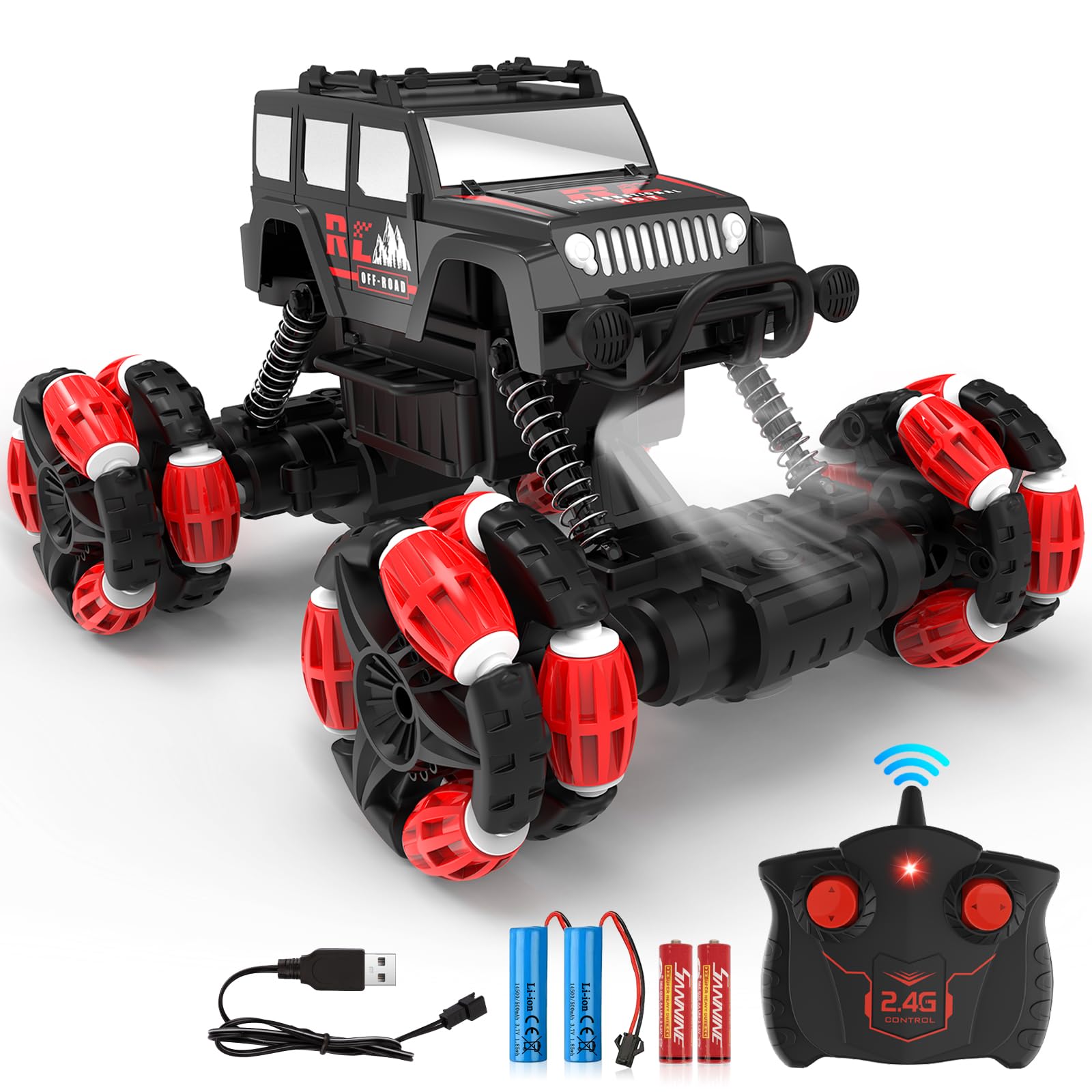 Eulogia Drift Climbing Stunt Car, 2.4GHz Remote Control Car, 360° Rotation RC Truck, Suitable for 5+ Years Old Boys and Girls Children, Thanksgiving Gifts, Birthday Gifts(Red)