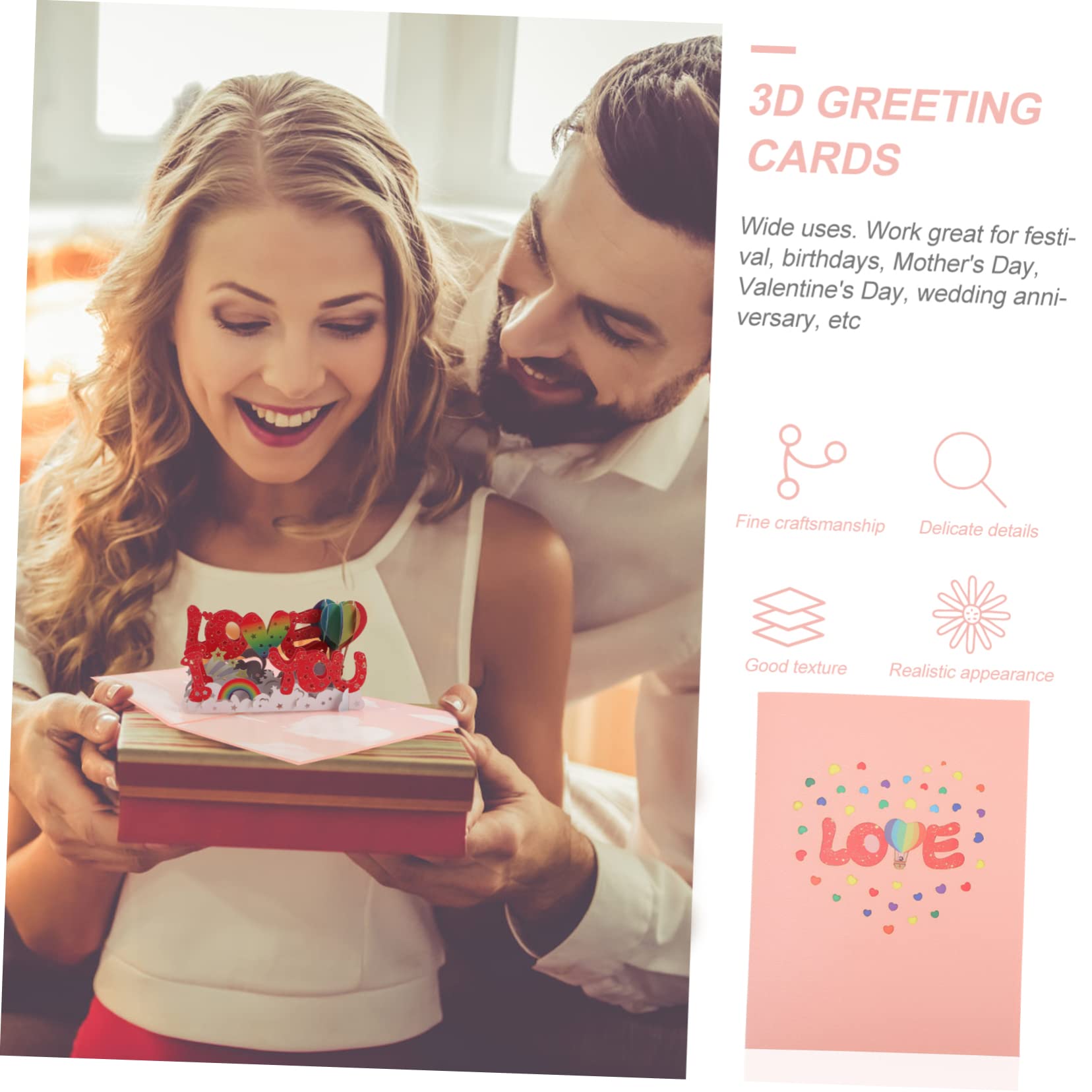 VILLCASE 5sätze Grußkarte Mit Liebe Design Handgemachte Jubiläumskarten Valentinstagskarten Und Geburtstagskarten Für Besondere Anlässe Und Persönliche Botschaften