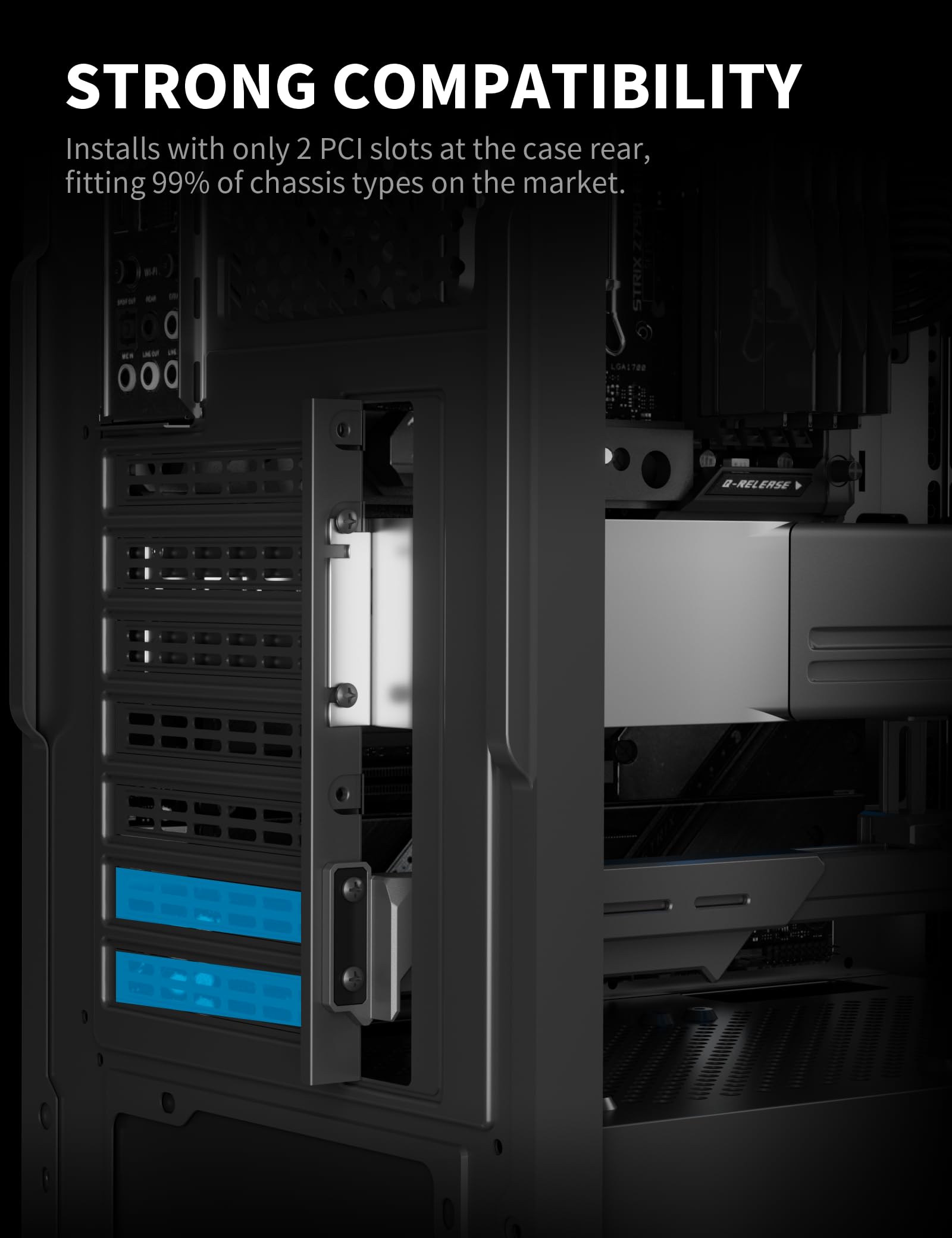 upHere GL7 Support de GPU en alliage robuste pour carte graphique réglable pour cartes vidéo universelles, design rail coulissant, noir
