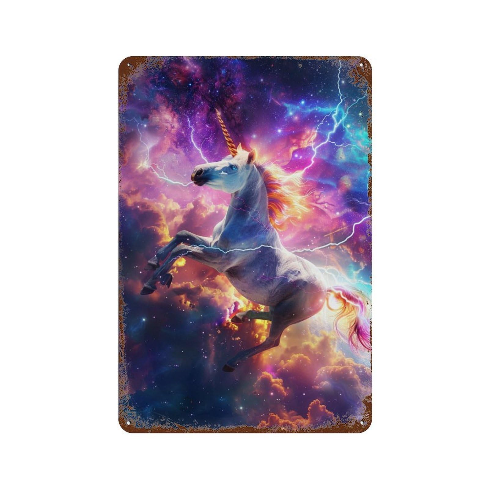 Galactic Unicorn Majesty Rustic Tin Plaque 11.8"x7.9", for Shed, Workshop And Garage Wall Decor, Farmhouse Wall Decor