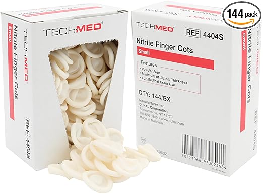 DUKAL 4404S Tech-Med Finger Cot, Small, Nitrile (Pack of 144)