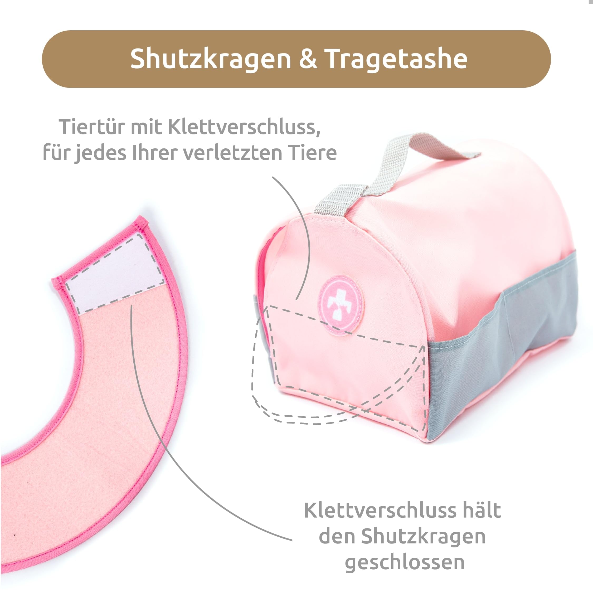UMU® Tierarzt Spielset für Kinder aus Holz mit Plüschkatze, Stethoskop, Blutdruckmessgerät u. v. m., Veterinär Spielzeug zum Rollenspiel, 37 STK Set für 3, 4, 5 Jahre alt Mädchen und Jungen
