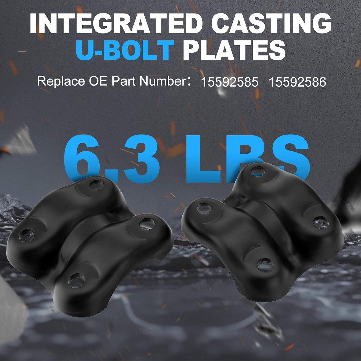 Rear Suspension Axle Leaf Spring U-bolt and Plate 15592585 15592586 for 2.5" Wide Leaf Springs, 8.75" Long, Compatible with Chevy GMC C1500 K1500 Tahoe Yukon 1988-1998