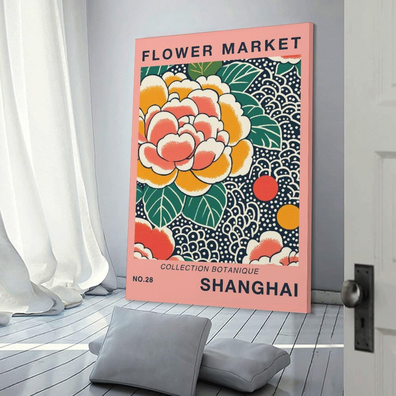 Junmoney Frame-Style-20-1 Wall Picture Print Shanghai Flower Market Print, 12X18inch(30X45cm), For Wall Displays, Bedrooms Or Room Updates, Wall Decor Suited To Curated Displays