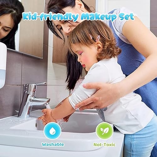 Miniatura 6 de Juego de cosméticos lavables para niños, adecuado para niñas, juego de cosméticos lavables de juguete de princesa, juego de cosméticos para niños