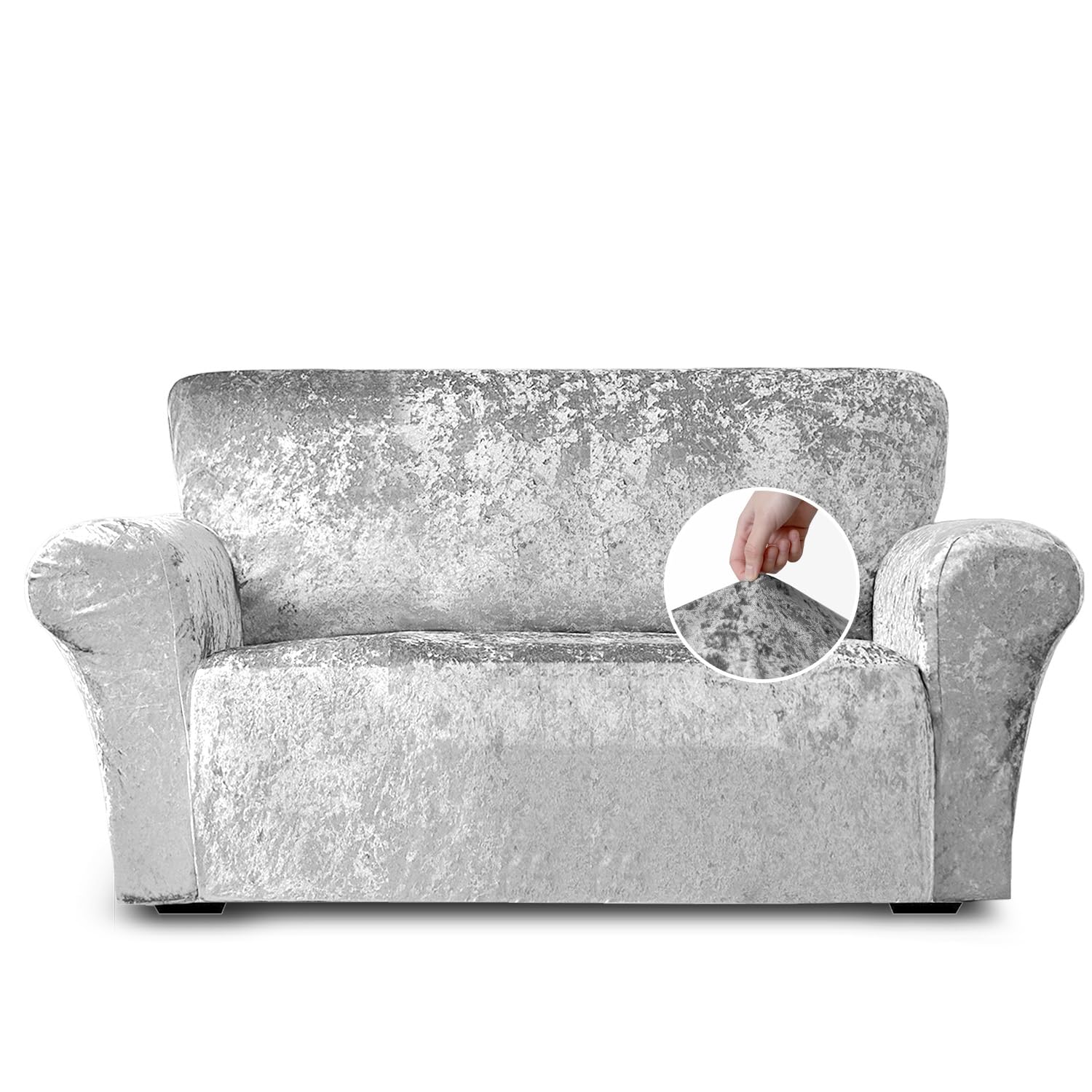 Home Republic Crushed Velvet Stretch Sofa Cover Luxury Soft Polyester